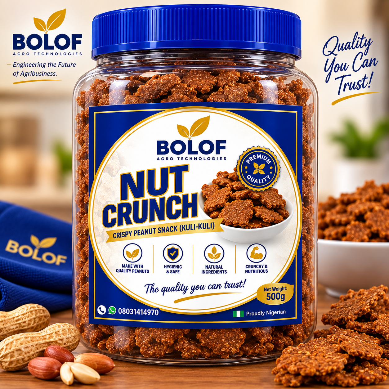 Packaging design for BOLOF Nut Crunch.