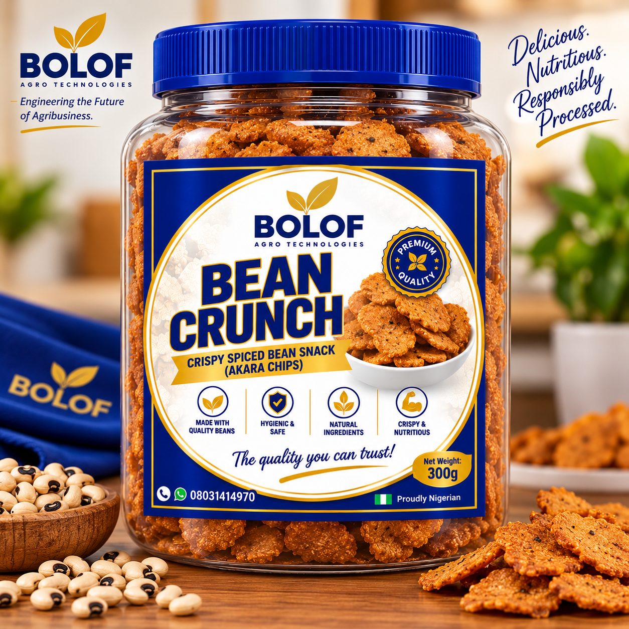 Packaging design for BOLOF Bean Crunch.